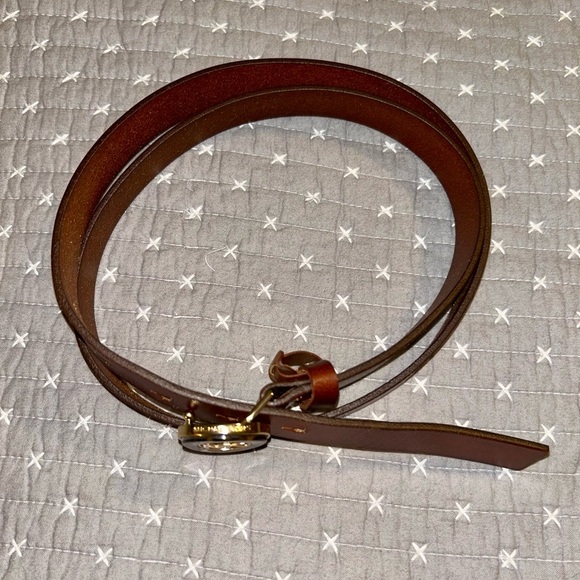 Michael Kors Tan Leather Belt with Tortoise Shell Accent - Picture 2 of 6